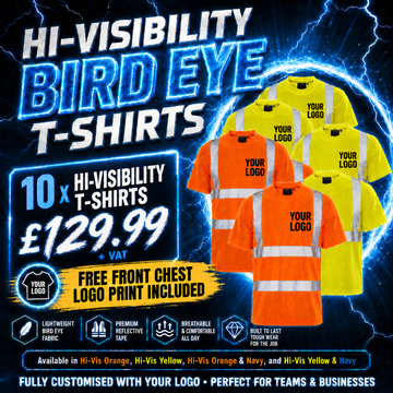 10 x Hi-Vis Bird Eye T-Shirts + Free Logo
