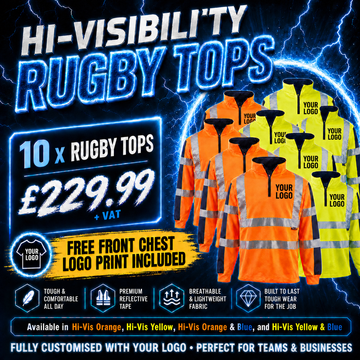 10 x Hi-Vis Rugby Tops + Free Logo