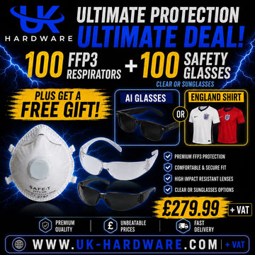 100 FFP3 Respirators + 100 Safety Glasses Deal + FREE Gift — £279.99